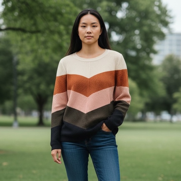 AGB Sweaters - AGB Multicolor Chevron Sweater